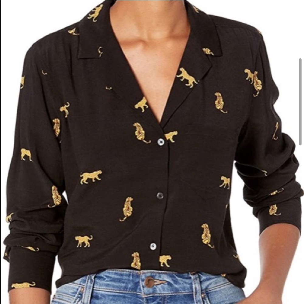Rails- leopard and tiger print button down shirt. Size small